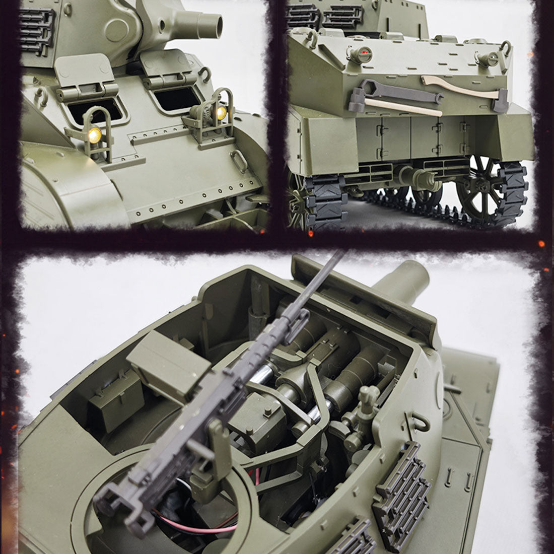 1/16 米軍M8自走榴弾砲 RC戦車 2.4G 伸縮砲身 スモーク効果 2段階速度 RTR