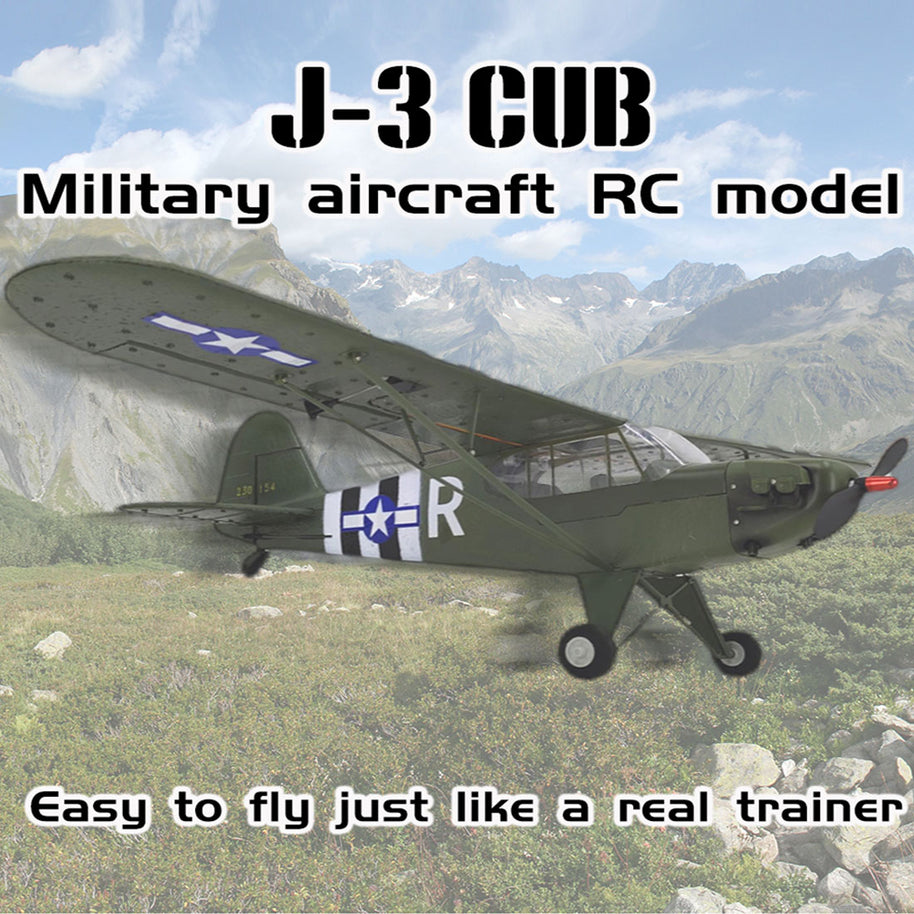 1/16 WWII PIPER J-3 CUB RC 4チャンネルブラシレス固定翼航空機モデル 軍用機トイ（RTFバージョン）