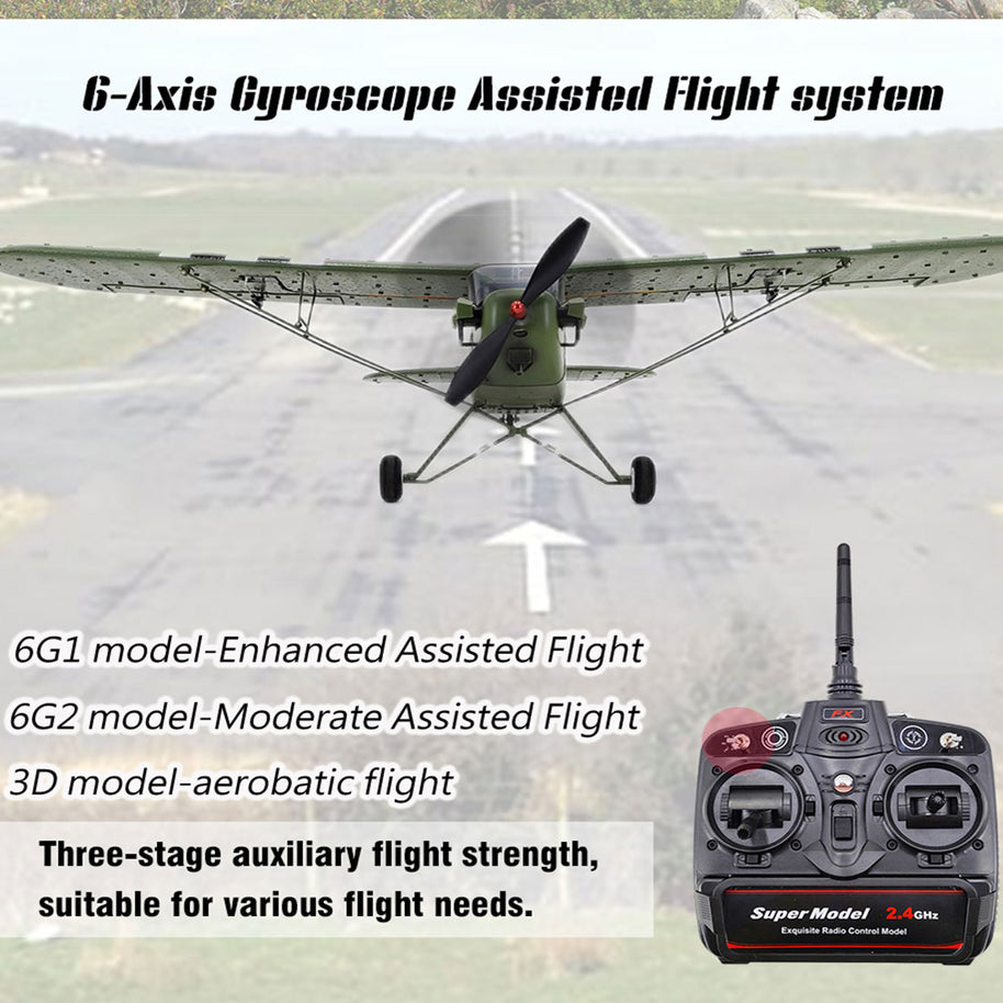 1/16 WWII PIPER J-3 CUB RC 4チャンネルブラシレス固定翼航空機モデル 軍用機トイ（RTFバージョン）