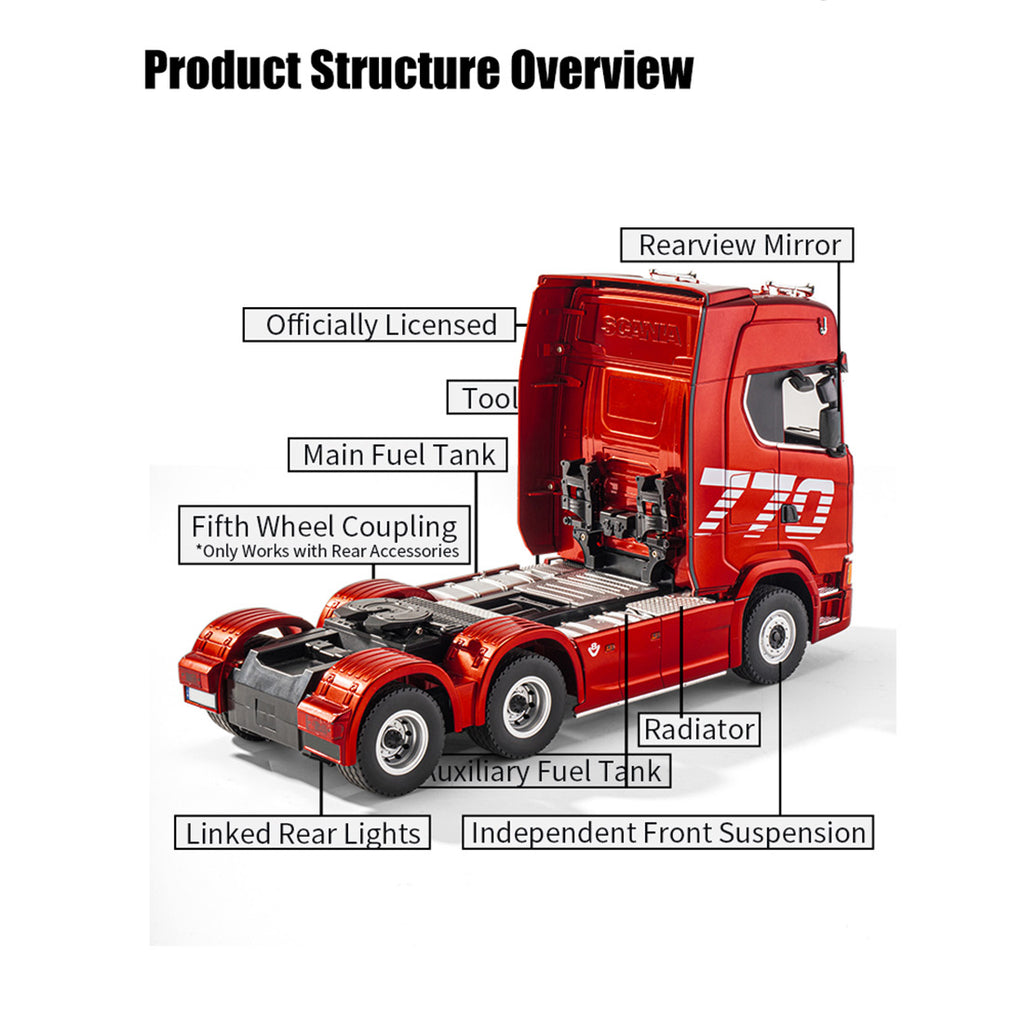 シングルボックスセット 1/18 RC 6x4トラクタートラック 770S フラットベッドトレーラー 2.4GHz ライト&サウンド