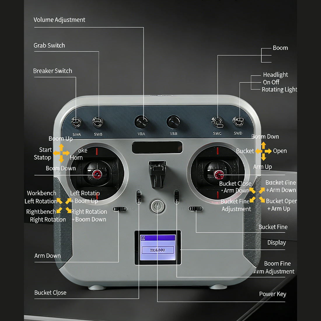 1/18スケール2.4G RCエクスカベーター 24CH 360°回転 合金電気シリンダ リアルサウンド プロ用ラジコン
