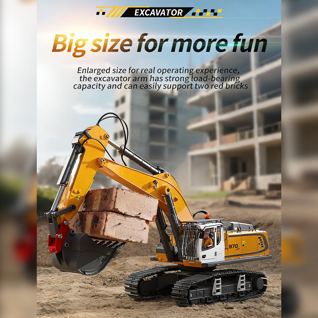 1/18スケール2.4G RCエクスカベーター 24CH 360°回転 合金電気シリンダ リアルサウンド プロ用ラジコン