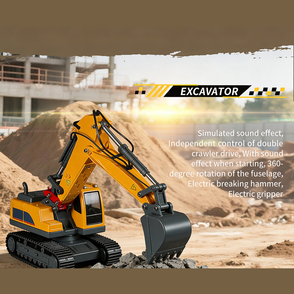 1/18スケール2.4G RCエクスカベーター 24CH 360°回転 合金電気シリンダ リアルサウンド プロ用ラジコン