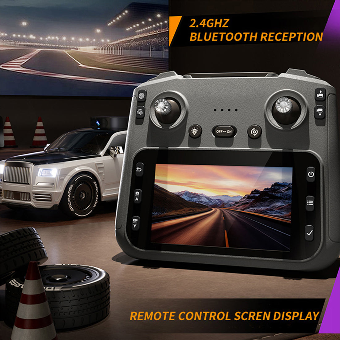 1/20 FPV RCカー スクリーンコントローラー 720Pカメラ 270度回転 ワンキードリフト UVブラック RTR MINI RC