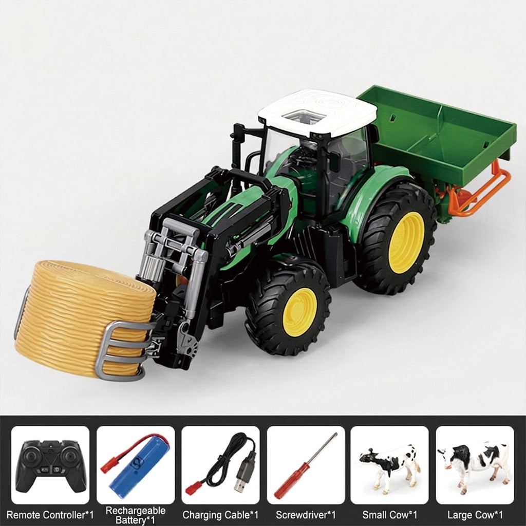 1/24スケール 2.4GHz RC農場トラクター グラップル・肥料散布機 農場情景セット RTF｜技適シール