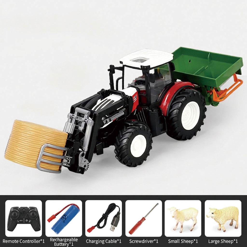 1/24スケール 2.4GHz RC農場トラクター グラップル・肥料散布機 農場情景セット RTF｜技適シール