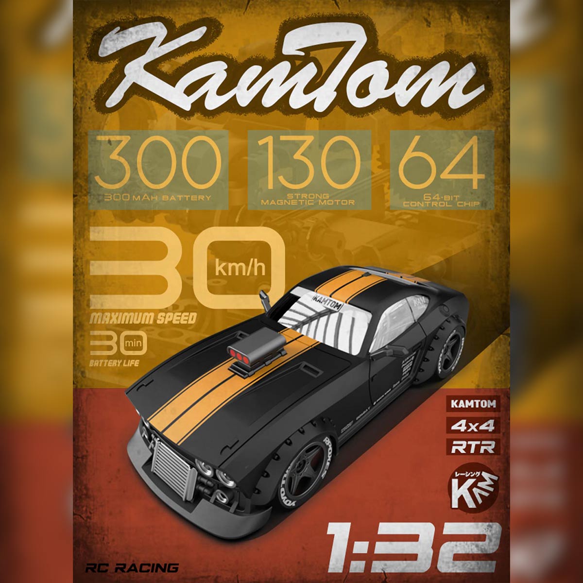 1/32 2.4G 4WD RCドリフトカー RTR版 LEDヘッドライト 30km/h MINI RC