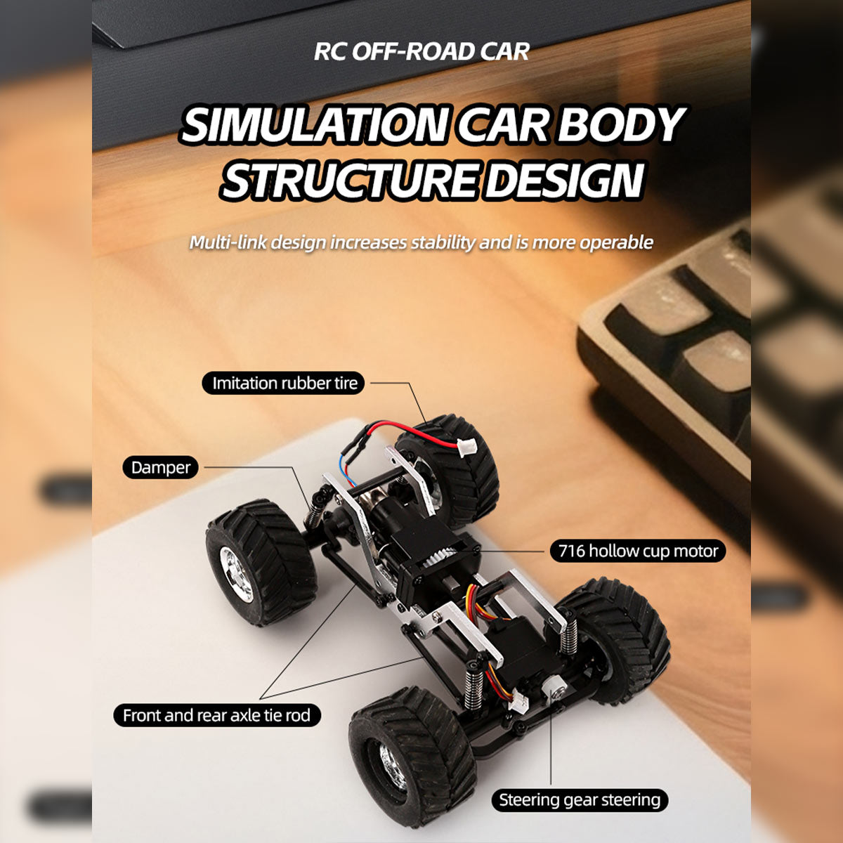 1/36スケール 2.4G 4WDフルプロポーショナルRCオフロードカー リアルLEDライト RTR イエロー