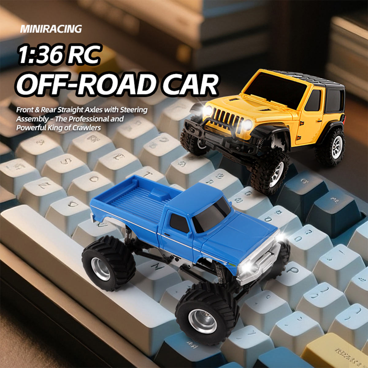 1/36スケール 2.4G 4WDフルプロポーショナルRCオフロードカー リアルLEDライト RTR イエロー