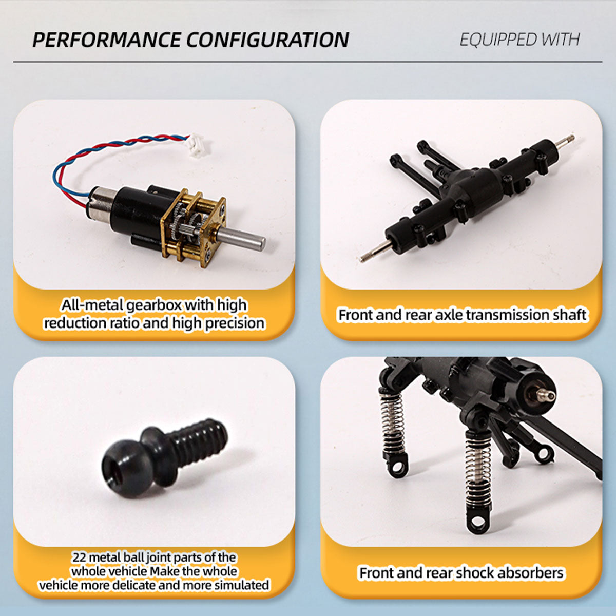 1/36スケール 2.4G 4WDフルプロポーショナルRCオフロードカー リアルLEDライト RTR イエロー