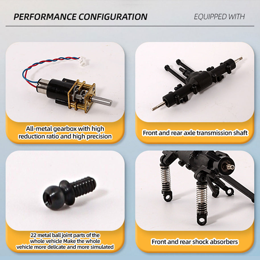 1/36スケール 2.4G 4WDフルプロポーショナルRCオフロードカー リアルLEDライト RTR イエロー