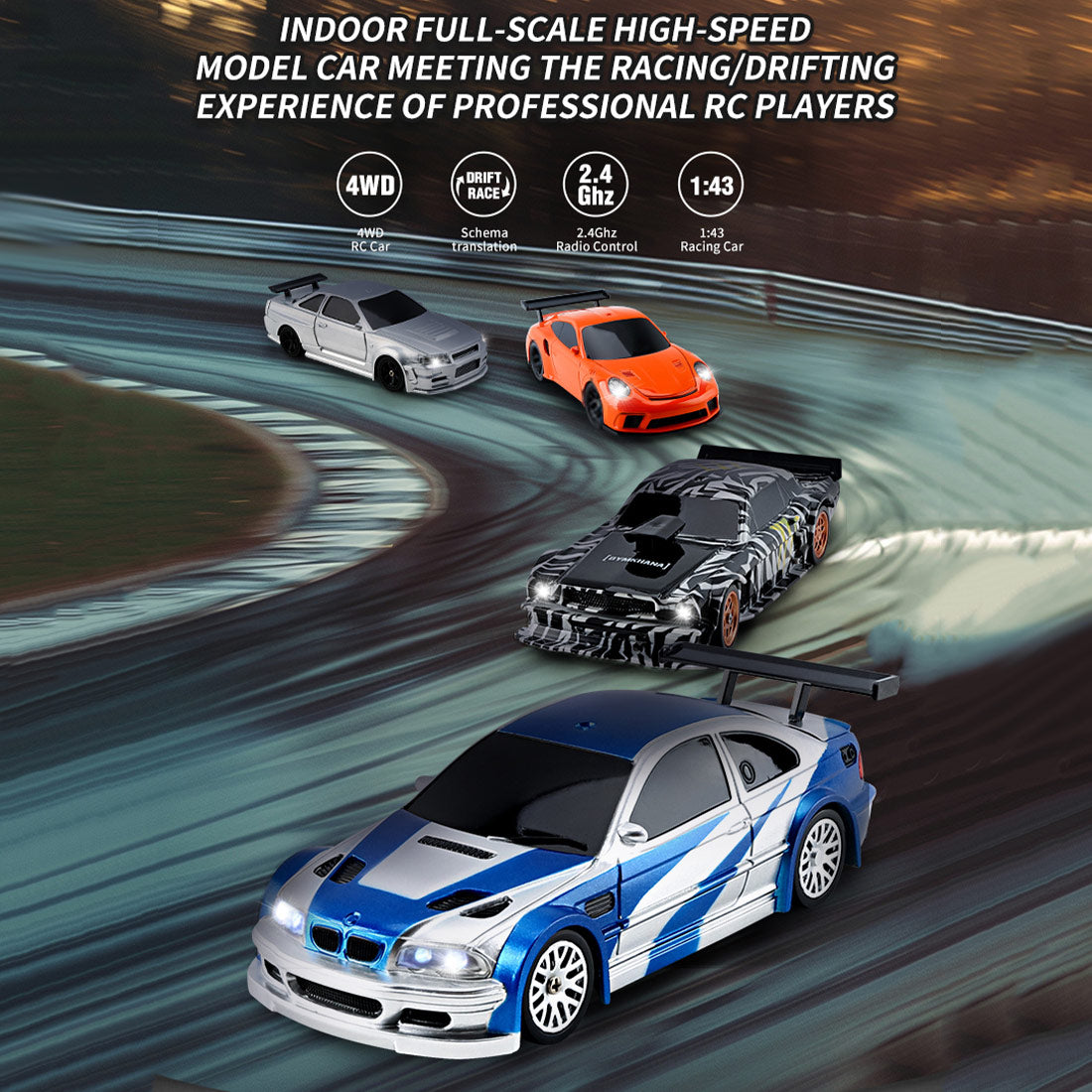 1/43 2.4G 4WD全プロポーショナルRCミニドリフトカー ジャイロ版 RTR 15KM/H MINI RC