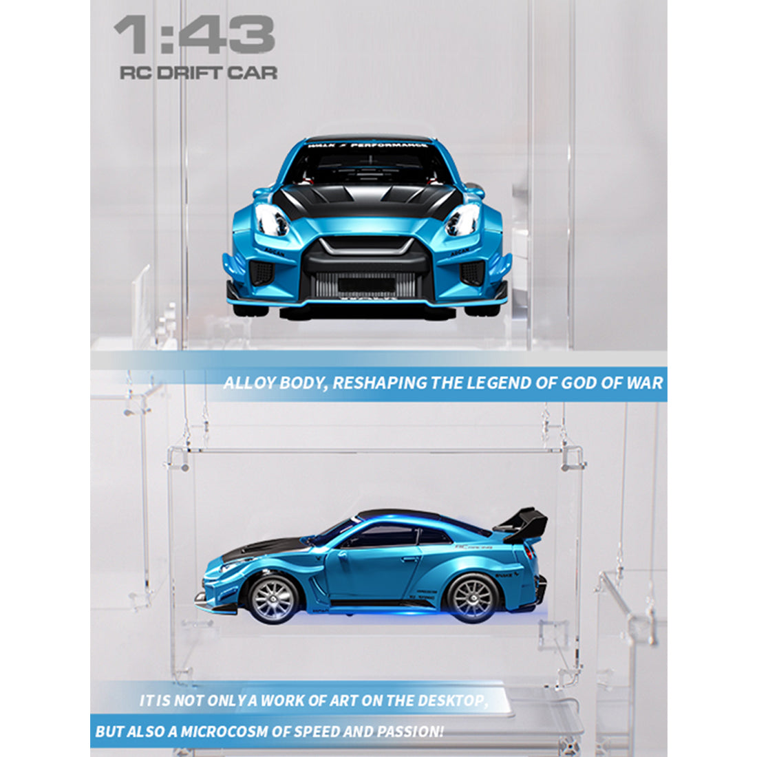 1/43 2.4G 4WD全プロポーショナルアロイRCドリフトカー RTR LEDライト ジャイロスコープ MINI RC