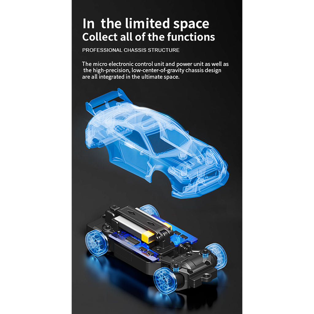 1/43 2.4G 4WD全プロポーショナルアロイRCドリフトカー RTR LEDライト ジャイロスコープ MINI RC