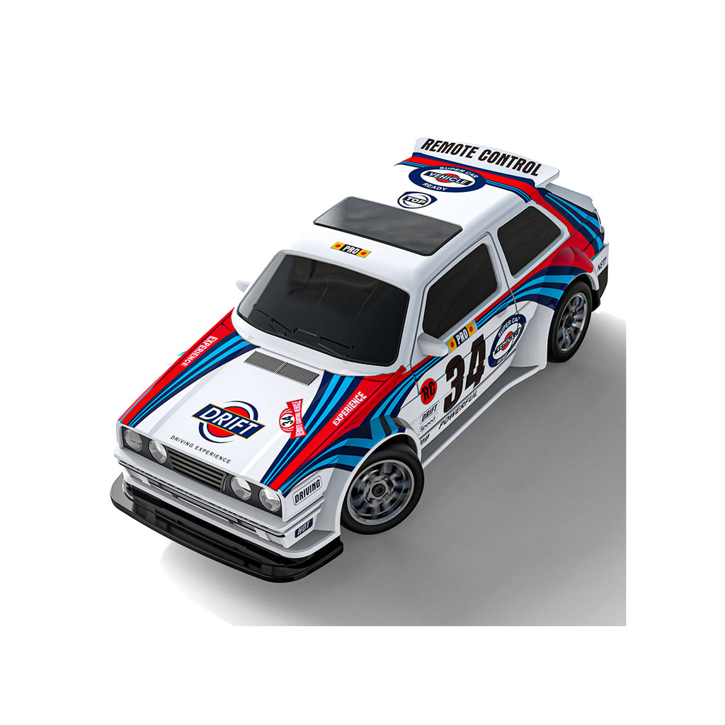 1/43 4WD RCドリフトレーシングカー 青白色 RTR 2.4GHz LEDライト レーシングタイヤ コーン付き MINI RC