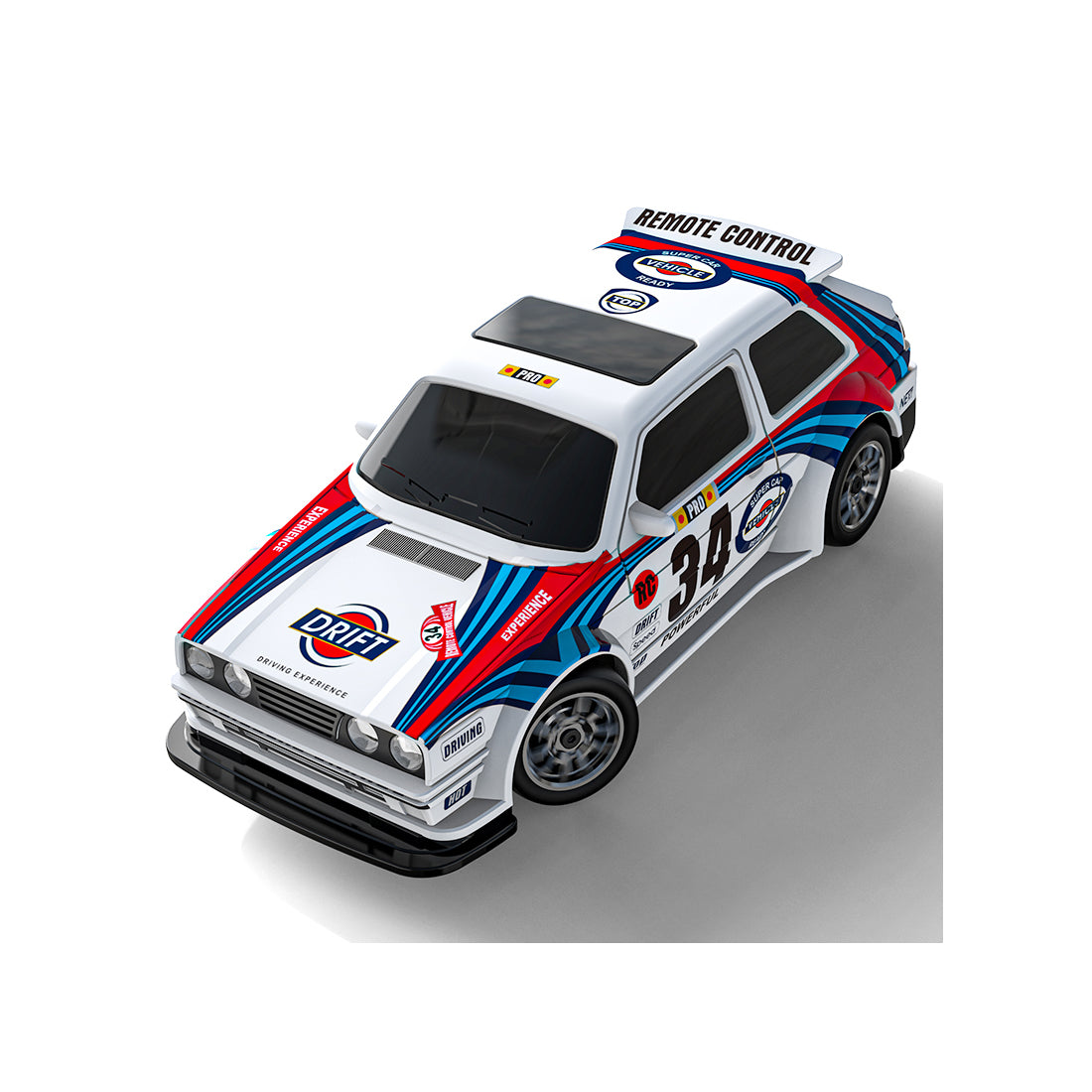 1/43 4WD RCドリフトレーシングカー 青白色 RTR 2.4GHz LEDライト レーシングタイヤ コーン付き MINI RC