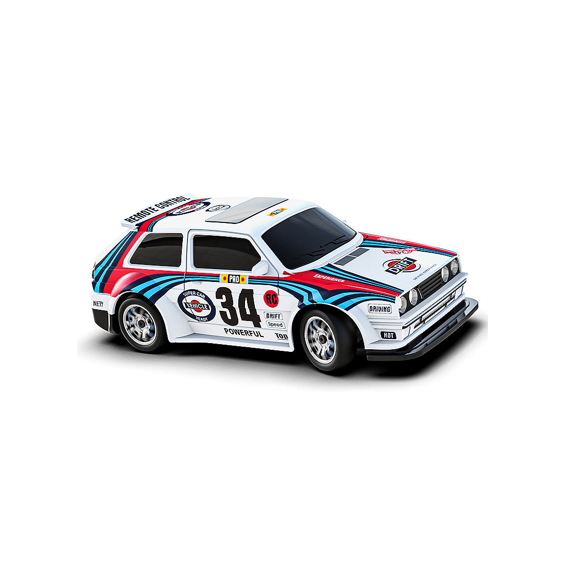 1/43 4WD RCドリフトレーシングカー 青白色 RTR 2.4GHz LEDライト レーシングタイヤ コーン付き MINI RC