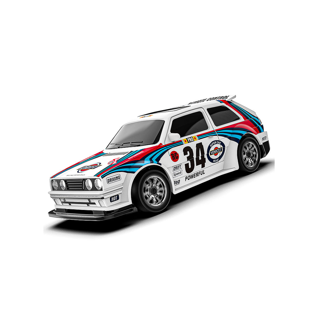 1/43 4WD RCドリフトレーシングカー 青白色 RTR 2.4GHz LEDライト レーシングタイヤ コーン付き MINI RC