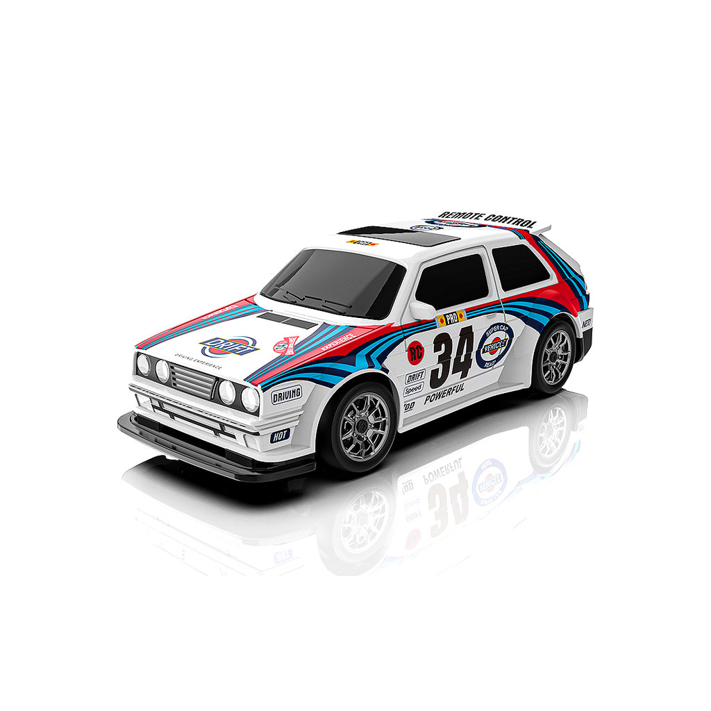 1/43 4WD RCドリフトレーシングカー 青白色 RTR 2.4GHz LEDライト レーシングタイヤ コーン付き MINI RC