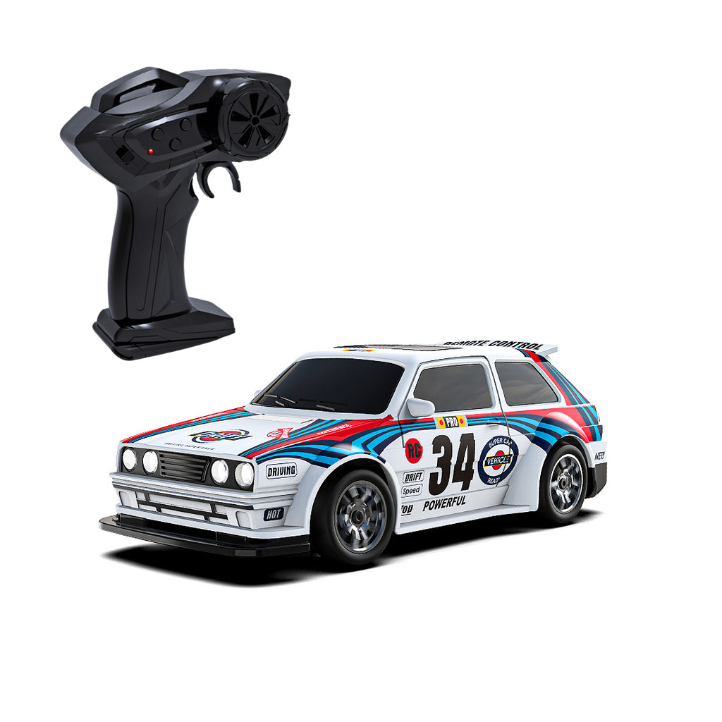 1/43 4WD RCドリフトレーシングカー 青白色 RTR 2.4GHz LEDライト レーシングタイヤ コーン付き MINI RC