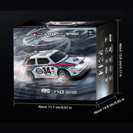 1/43 4WD RCドリフトレーシングカー 青白色 RTR 2.4GHz LEDライト レーシングタイヤ コーン付き MINI RC