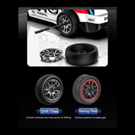 1/43 4WD RCドリフトレーシングカー 青白色 RTR 2.4GHz LEDライト レーシングタイヤ コーン付き MINI RC