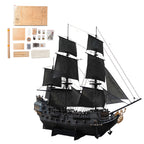 1/50 スケール 黒海賊船 木製 DIY 組立キット 帆船モデル 2 種類組立可能 金属装飾パーツ付き