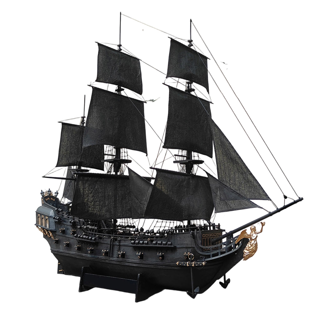1/50 スケール 黒海賊船 木製 DIY 組立キット 帆船モデル 2 種類組立可能 金属装飾パーツ付き
