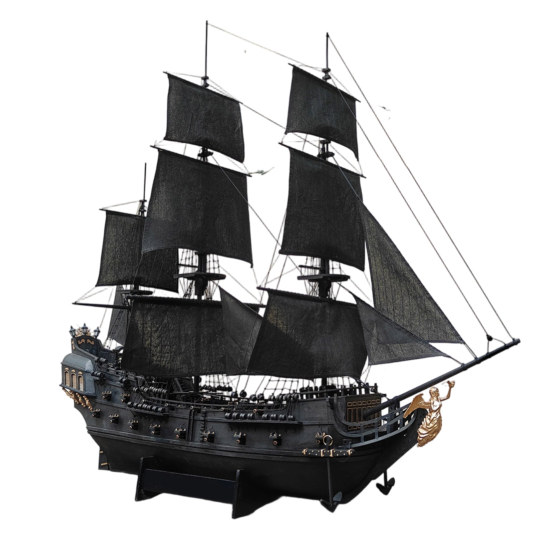 1/50 スケール 黒海賊船 木製 DIY 組立キット 帆船モデル 2 種類組立可能 金属装飾パーツ付き