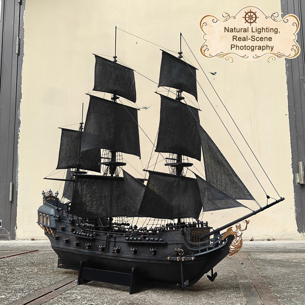 1/50 スケール 黒海賊船 木製 DIY 組立キット 帆船モデル 2 種類組立可能 金属装飾パーツ付き