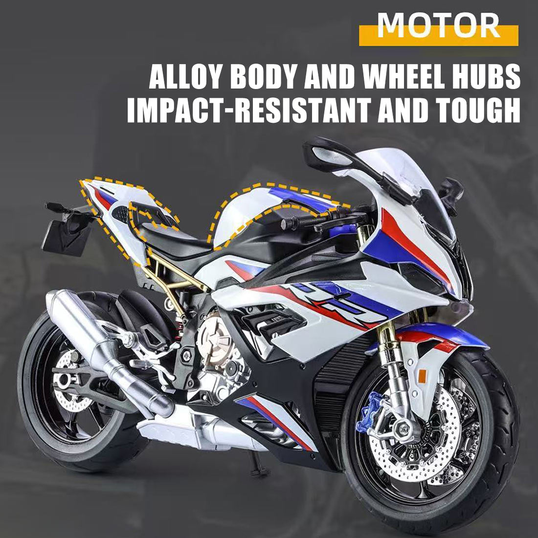 1/6合金バイク模型 R1M/S1000RR｜亜鉛合金&航空アルミCNC加工 ダブル排気噴霧 機械連動可動 音光インタラクティブ コレクションギフト|RTRHOBBYJP