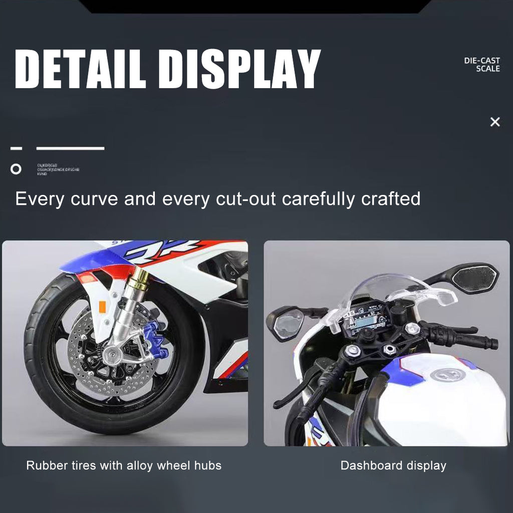 1/6合金バイク模型 R1M/S1000RR｜亜鉛合金&航空アルミCNC加工 ダブル排気噴霧 機械連動可動 音光インタラクティブ コレクションギフト