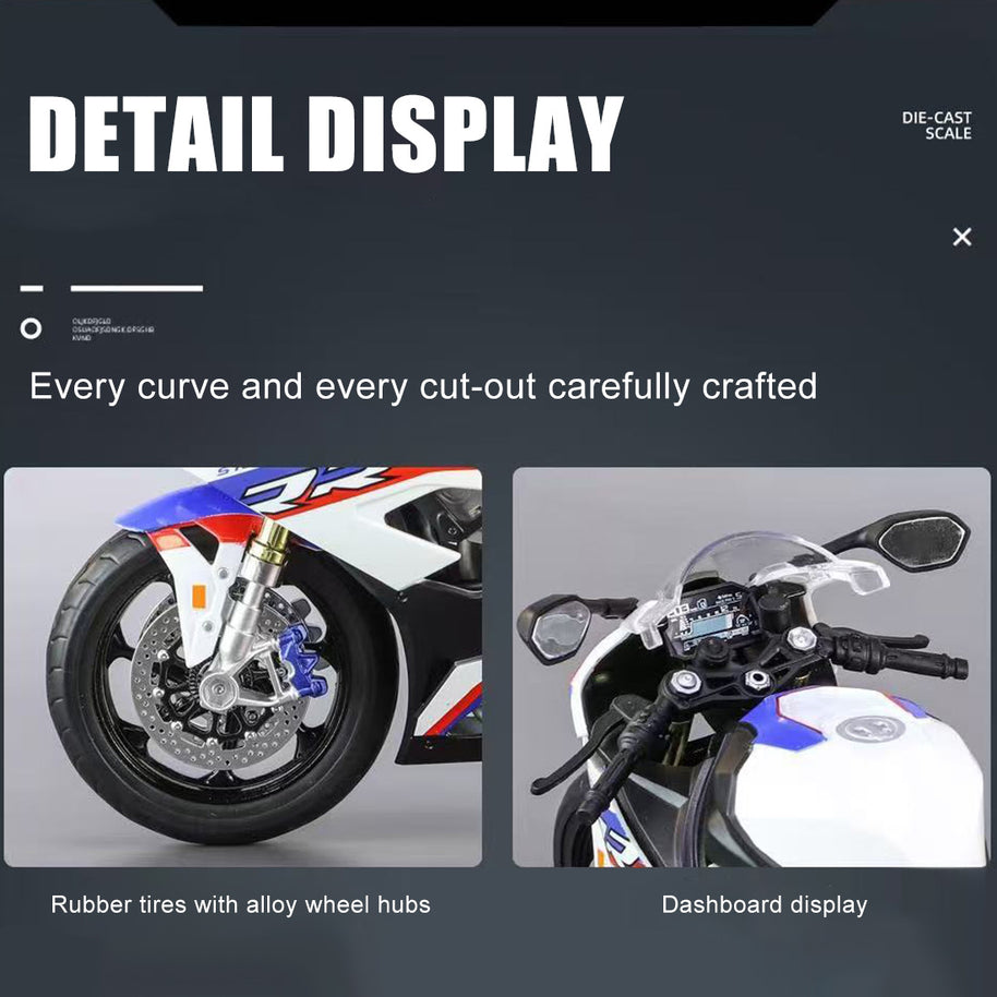 1/6合金バイク模型 R1M/S1000RR｜亜鉛合金&航空アルミCNC加工 ダブル排気噴霧 機械連動可動 音光インタラクティブ コレクションギフト|RTRHOBBYJP