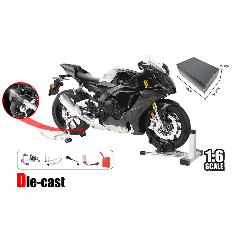 1/6合金バイク模型 R1M/S1000RR｜亜鉛合金&航空アルミCNC加工 ダブル排気噴霧 機械連動可動 音光インタラクティブ コレクションギフト|RTRHOBBYJP