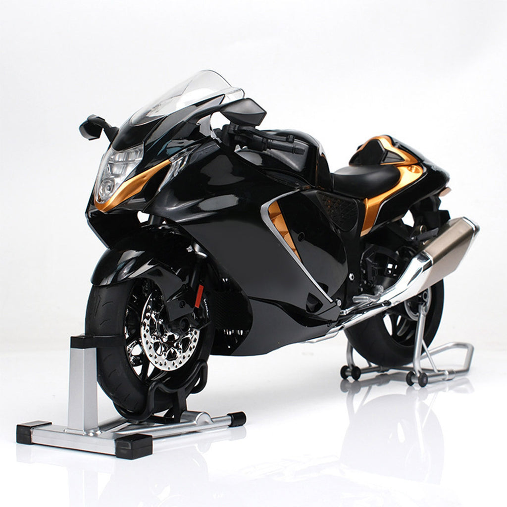 1/6精密合金バイク模型｜航空アルミCNC切削 ダブル排気煙 チェーン&クラッチ機械可動 点火・サウンド・ライトエフェクト 隠し収納設計
