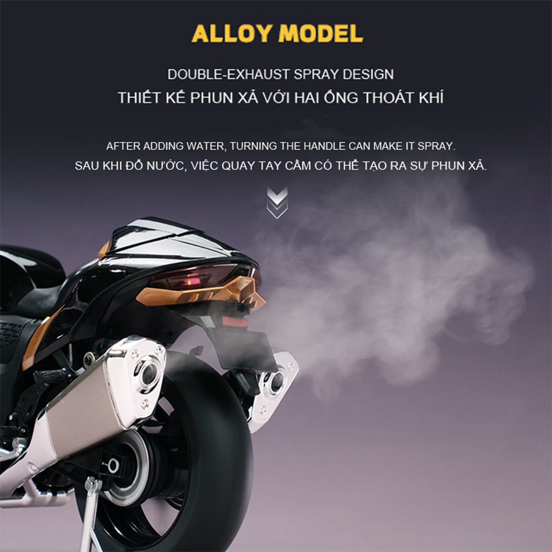 1/6精密合金バイク模型｜航空アルミCNC切削 ダブル排気煙 チェーン&クラッチ機械可動 点火・サウンド・ライトエフェクト 隠し収納設計|RTRHOBBYJP