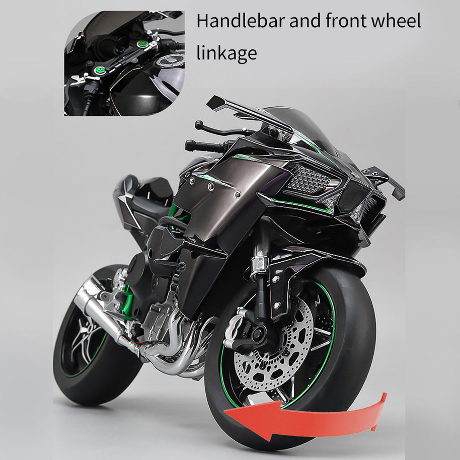 1/6 H2Rトラックエディション合金バイク模型｜航空アルミCNC切削 ダブル排気煙 チェーン&クラッチ機械可動 点火・サウンド・ライト 隠し収納設計|RTRHOBBYJP
