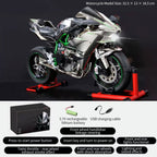 1/6 H2Rトラックエディション合金バイク模型｜航空アルミCNC切削 ダブル排気煙 チェーン&クラッチ機械可動 点火・サウンド・ライト 隠し収納設計