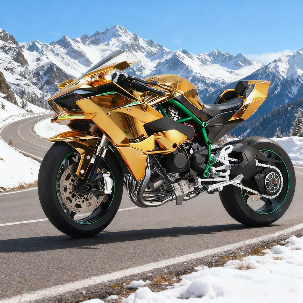 1/6 H2Rトラックエディション合金バイク模型｜航空アルミCNC切削 ダブル排気煙 チェーン&クラッチ機械可動 点火・サウンド・ライト 隠し収納設計