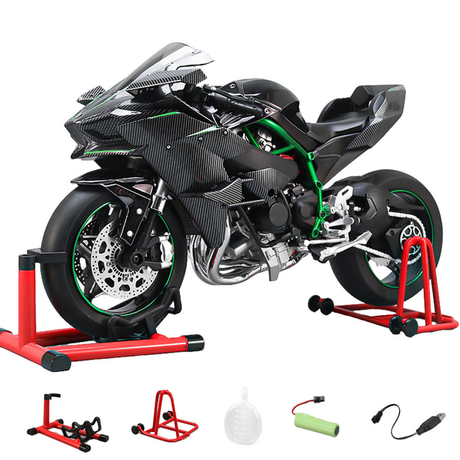 1/6 H2Rトラックエディション合金バイク模型｜航空アルミCNC切削 ダブル排気煙 チェーン&クラッチ機械可動 点火・サウンド・ライト 隠し収納設計|RTRHOBBYJP