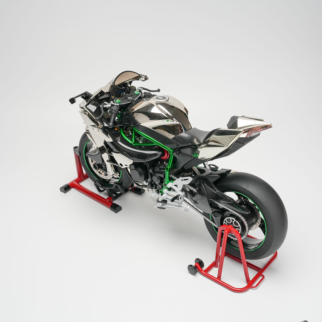 1/6 H2Rトラックエディション合金バイク模型｜航空アルミCNC切削 ダブル排気煙 チェーン&クラッチ機械可動 点火・サウンド・ライト 隠し収納設計|RTRHOBBYJP