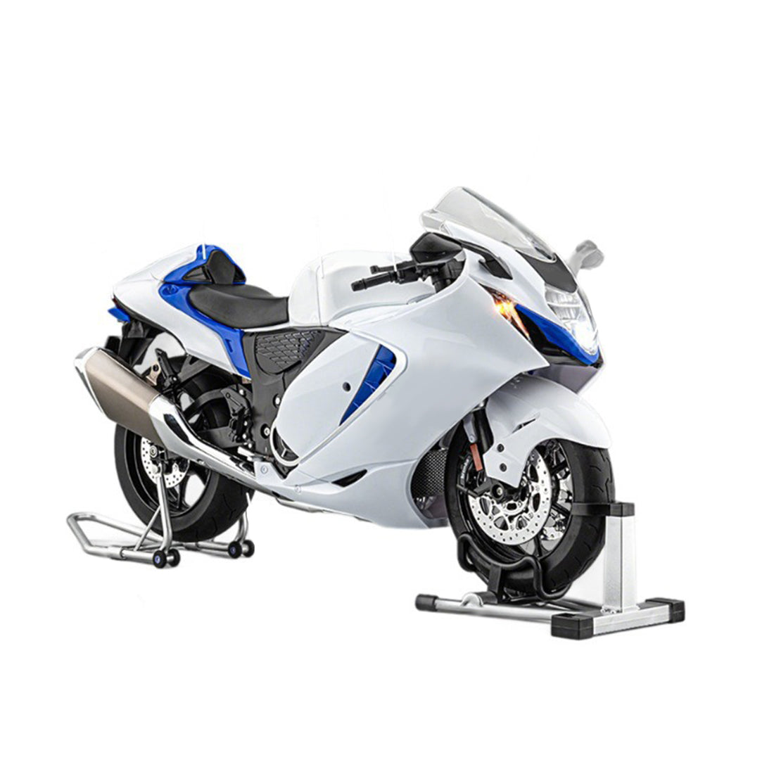 1/6合金RCバイク模型｜実機点火・排気噴霧機能 エンジンサウンド フルLEDライト 手動&リモコンデュアル操作 デスクトップディスプレイ