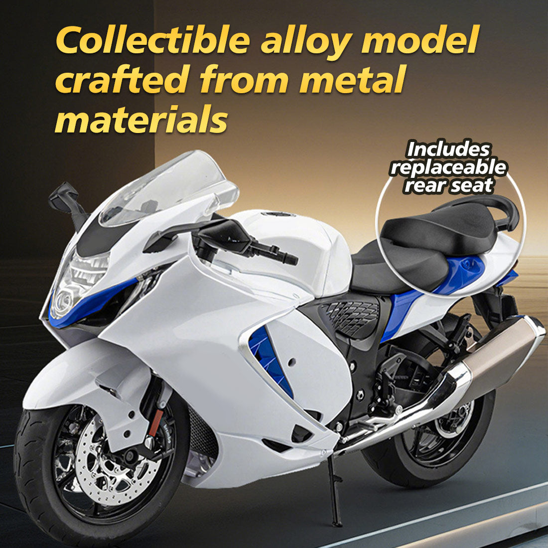 1/6合金RCバイク模型｜実機点火・排気噴霧機能 エンジンサウンド フルLEDライト 手動&リモコンデュアル操作 デスクトップディスプレイ