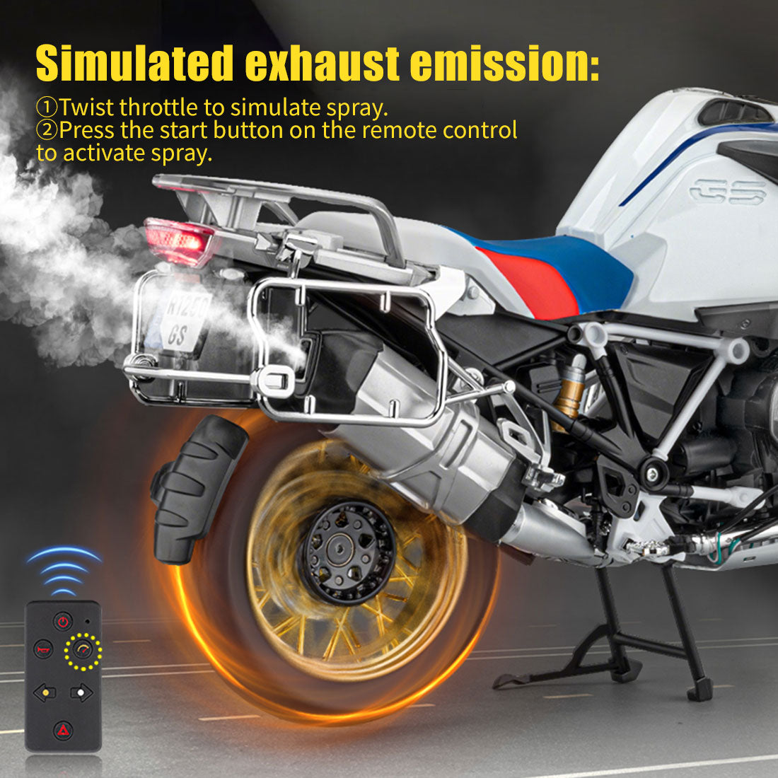 RTRHOBBYJP 1/6 R1250GS合金RCバイク模型｜実機点火・排気噴霧 リアル