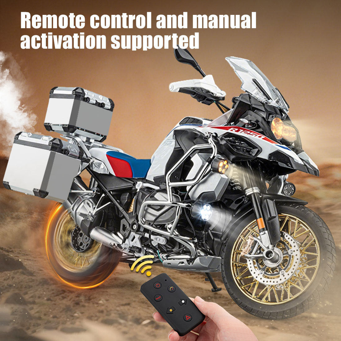 1/6 R1250GS合金RCバイク模型｜実機点火・排気噴霧 リアルエンジンサウンド フルLEDライト 手動&リモコン両用操作 コレクションモデル|RTRHOBBYJP
