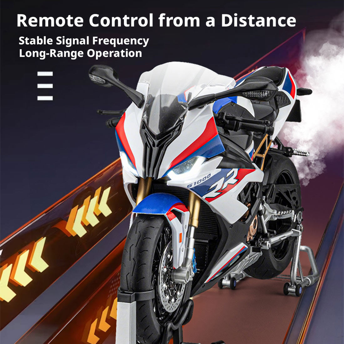 1/6 S1000RR合金RCバイク模型｜実機点火・排気噴霧 リアルエンジンサウンド フルLEDライト 手動&リモコンデュアル操作 コレクションギフト