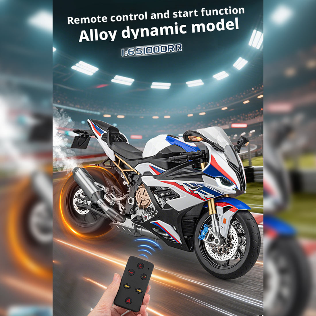 1/6 S1000RR合金RCバイク模型｜実機点火・排気噴霧 リアルエンジンサウンド フルLEDライト 手動&リモコンデュアル操作 コレクションギフト|RTRHOBBYJP
