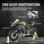 1/6 H2R合金RCバイク｜レーシング仕様 キー始動&スロットル連動 ライト音響効果 排気ミスト サス可動モデル