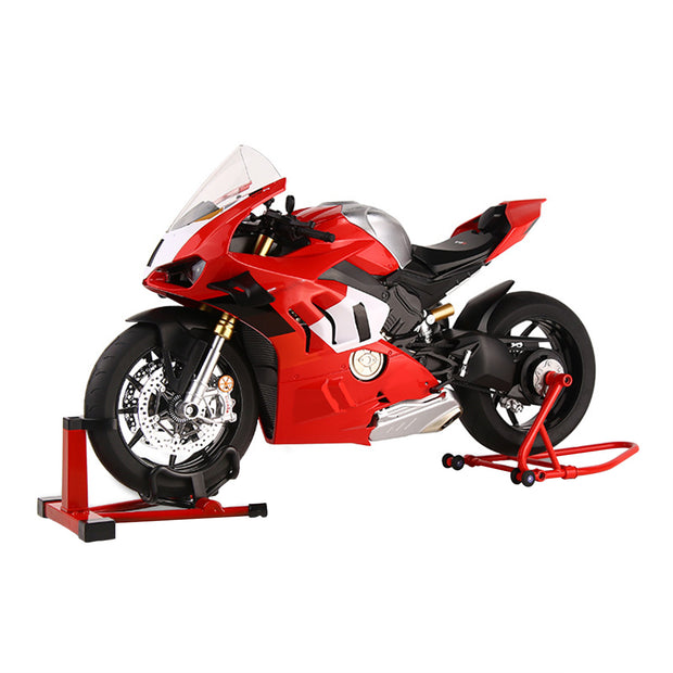 1/6スケール V4R合金バイク模型｜レッド 点火・排気煙噴霧搭載 光音響エフェクト 機械可動 シート隠し収納 バイクコレクション|RTRHOBBYJP