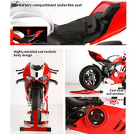 1/6スケール V4R合金バイク模型｜レッド 点火・排気煙噴霧搭載 光音響エフェクト 機械可動 シート隠し収納 バイクコレクション|RTRHOBBYJP